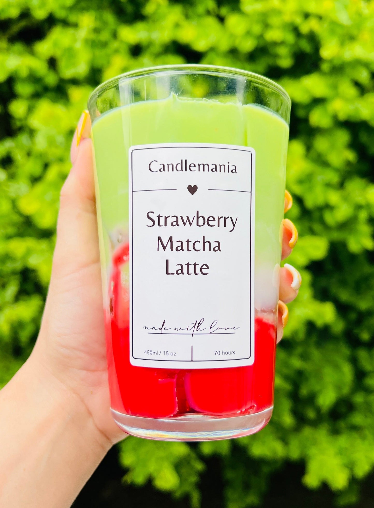 Strawberry Matcha Latte Kerze