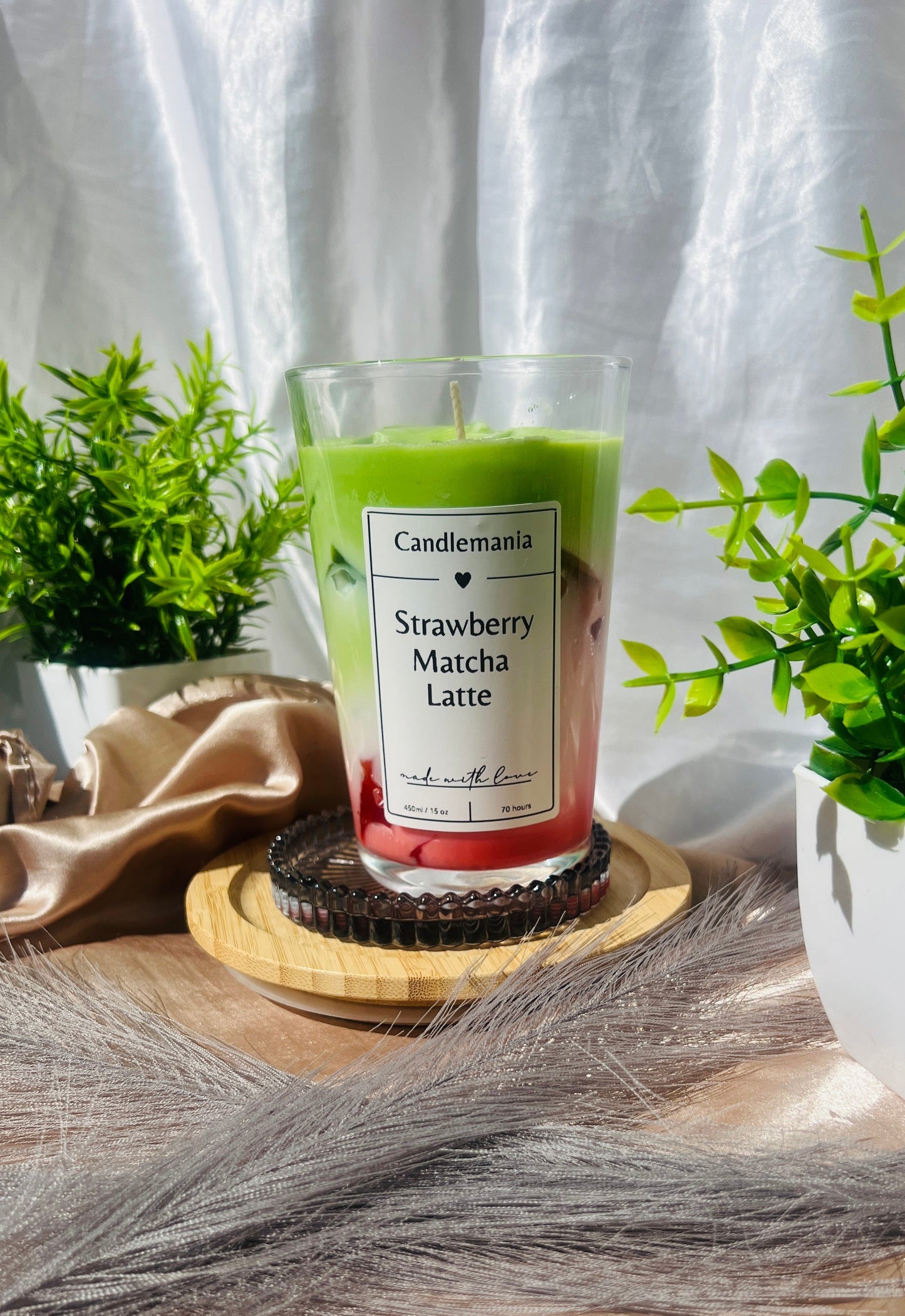 Strawberry Matcha Latte Kerze