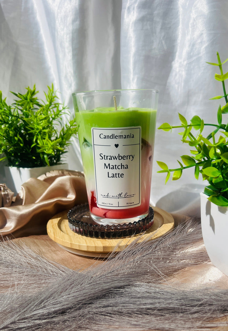 Strawberry Matcha Latte Kerze